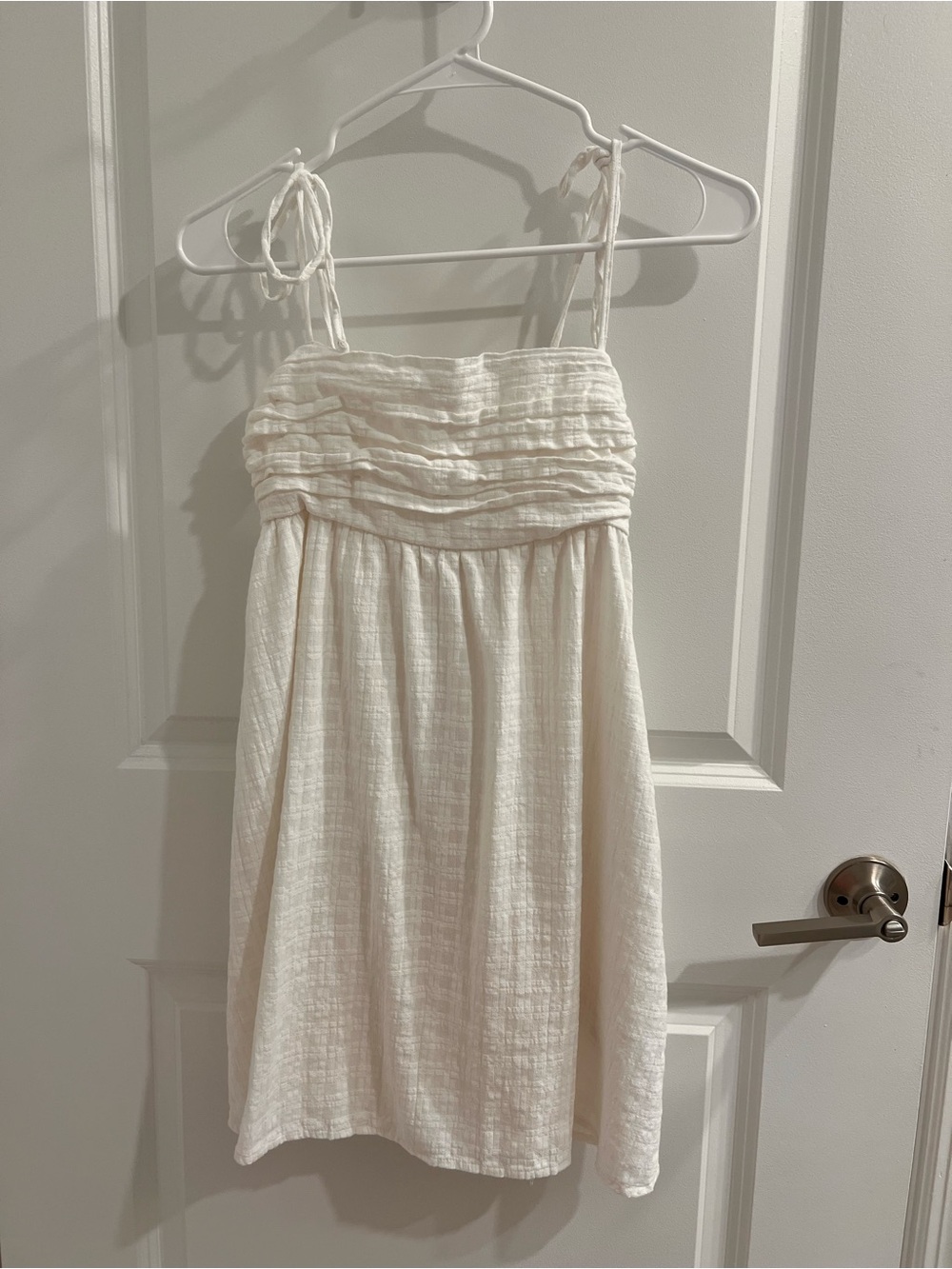 Hollister Cream Tie-Shoulder Mini Dress with Pockets